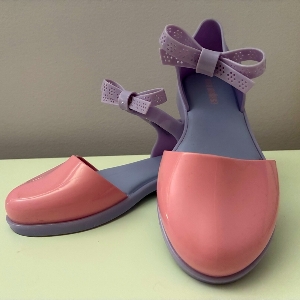 Mini Melissa Size 13 Lilac/Pink Bow Jelly Sandals